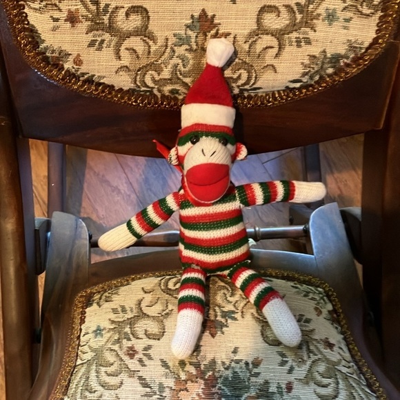 set of 3 Sock Monkeys Holiday Christmas 10 to 12 inches from head to toe - Picture 3 of 4